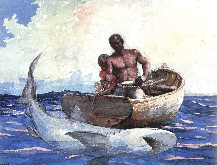 Winslow Homer Shark Fishing Sweden oil painting art